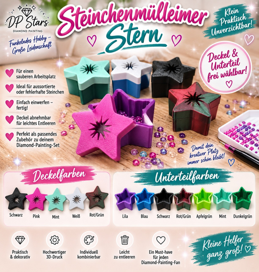 Steinchenmülleimer Stern – Diamond Painting Zubehör