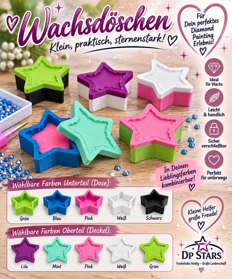 Wachsdöschen Stern – Farbe von Dose und Deckel wählbar