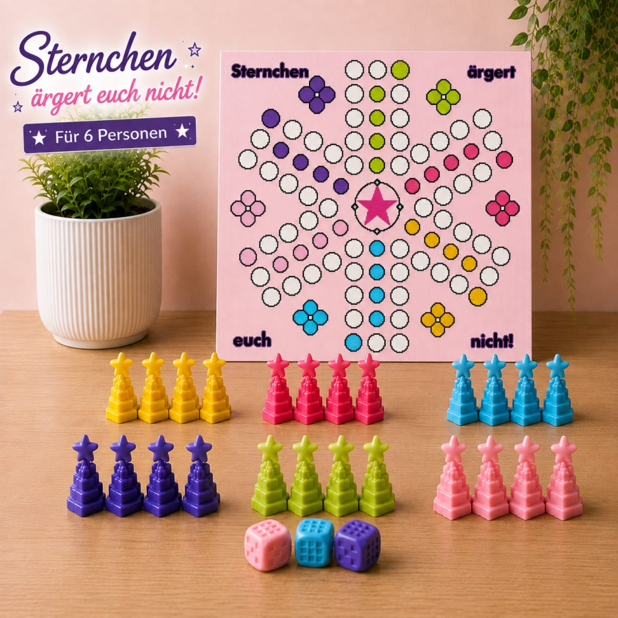 sternchen aergert euch nicht 6 personen rosa